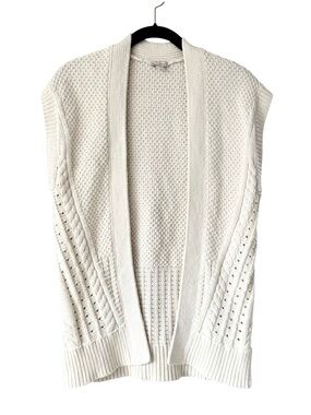 GAP Women's Sleeveless Cardigan Sweater Vest Size Small Cream Ivory Knit